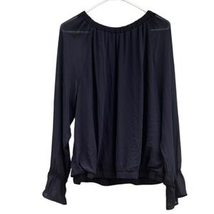 Nine West Black Blouse Tank Lined with Sheer and Ruffled Sleeves XXL